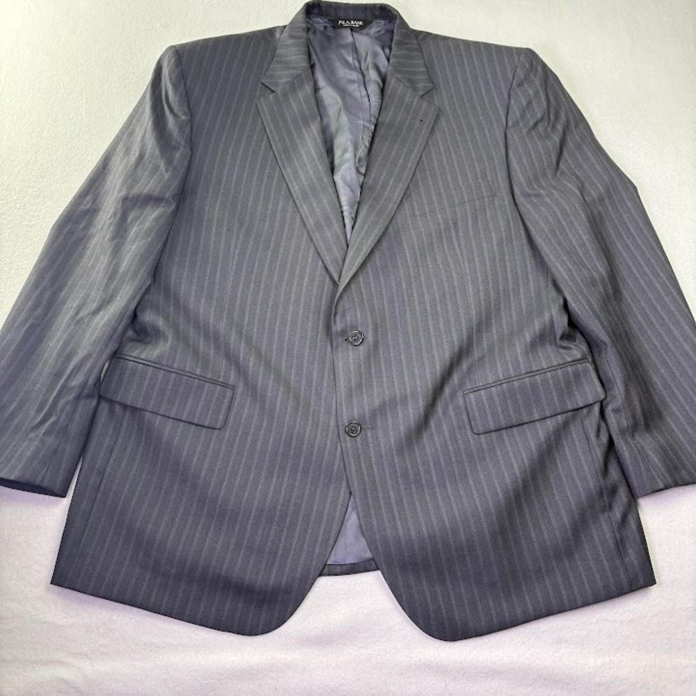 Jos A Bank Blazer Mens 48R Black Pin Striped Wool Suit Jacket Sport Coat